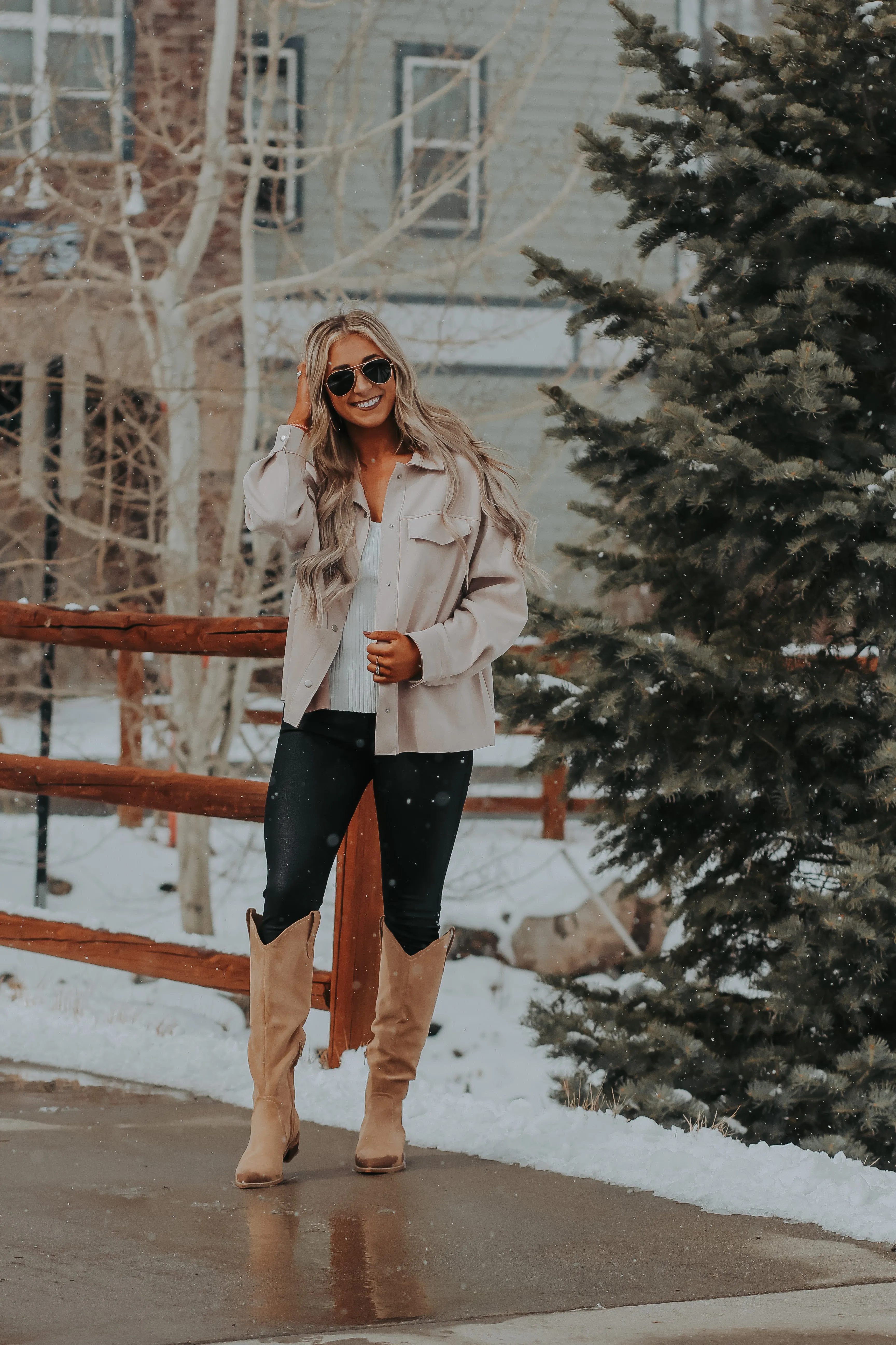 Champagne Suede Button Down Jacket
