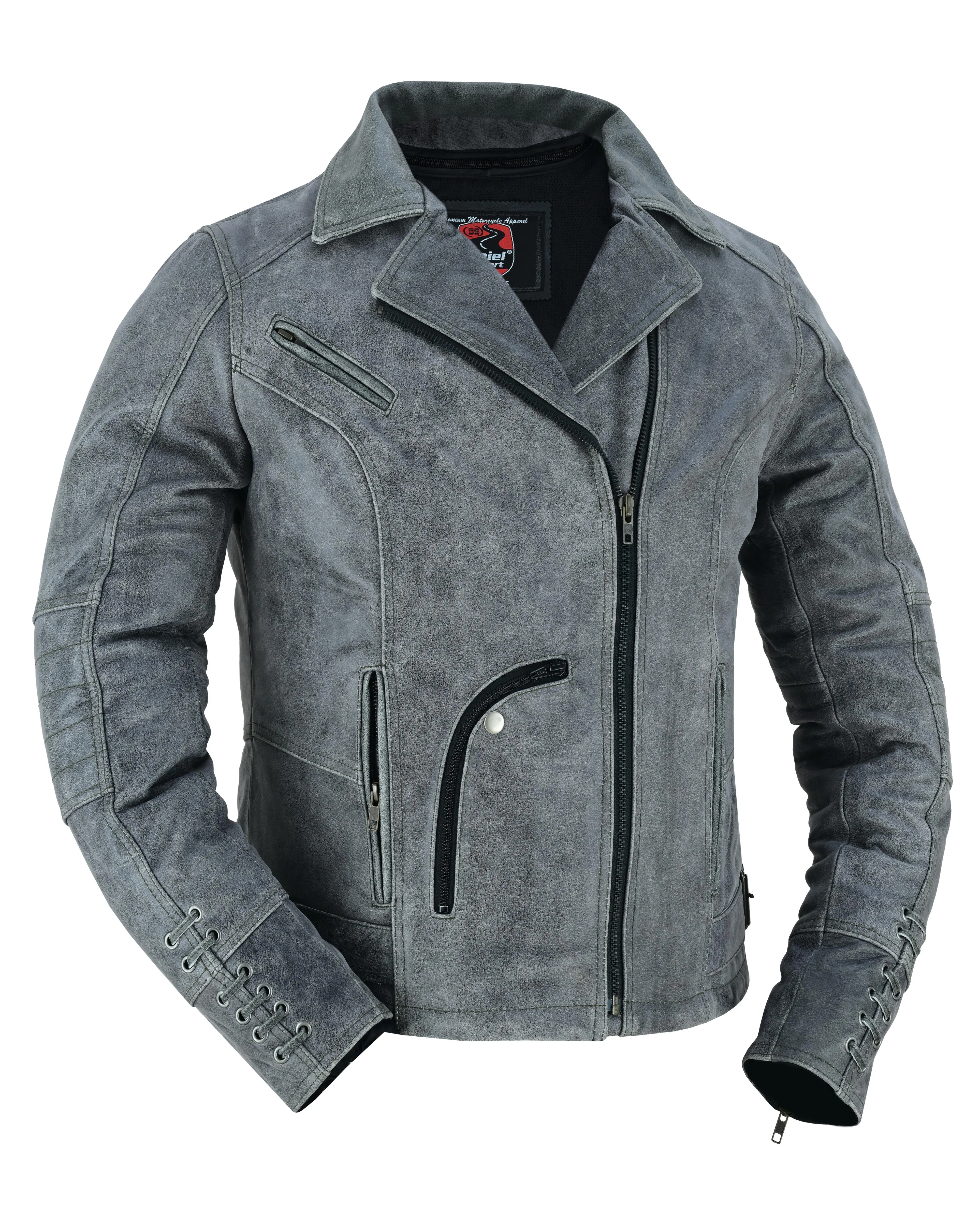 Frost Fury Women's Leather Biker Jacket – Gray