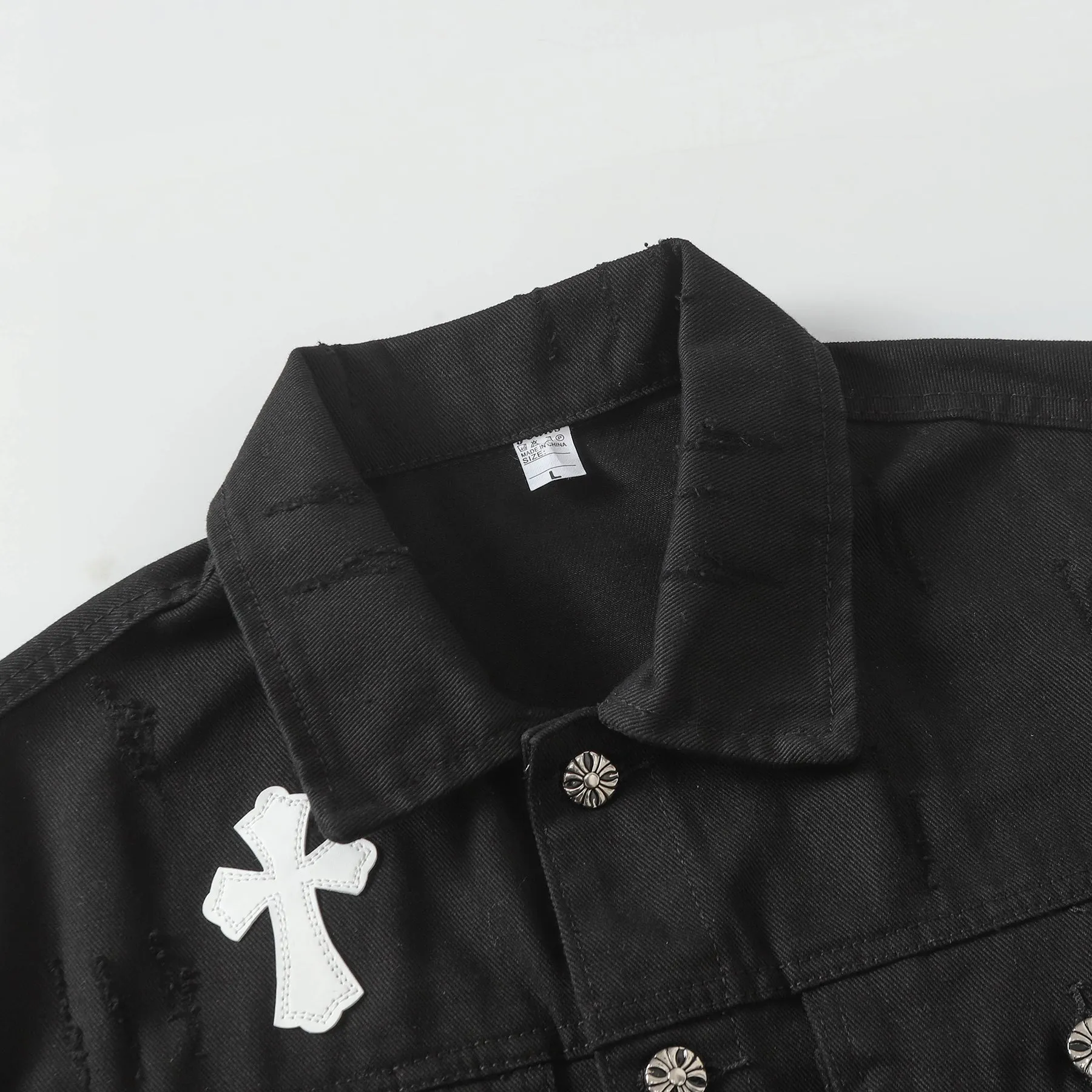Holy Relic  | Embroidered Cross Denim Jacket