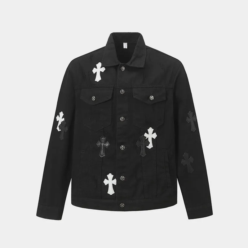Holy Relic  | Embroidered Cross Denim Jacket