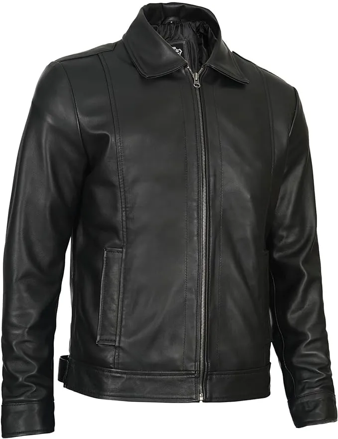 Men's Leather Jacket – Classic Vintage Style in Premium Real Lambskin, Timeless & Durable