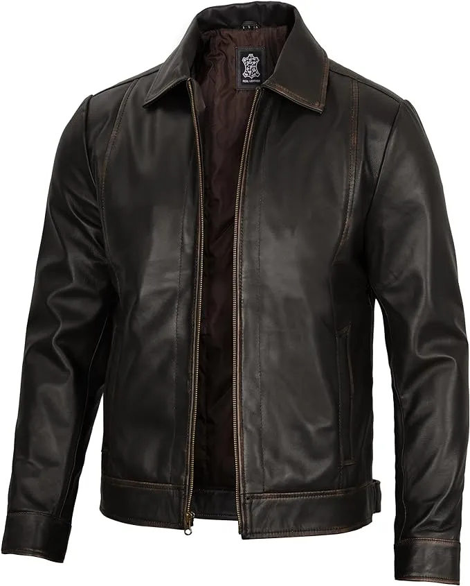 Men's Leather Jacket – Classic Vintage Style in Premium Real Lambskin, Timeless & Durable