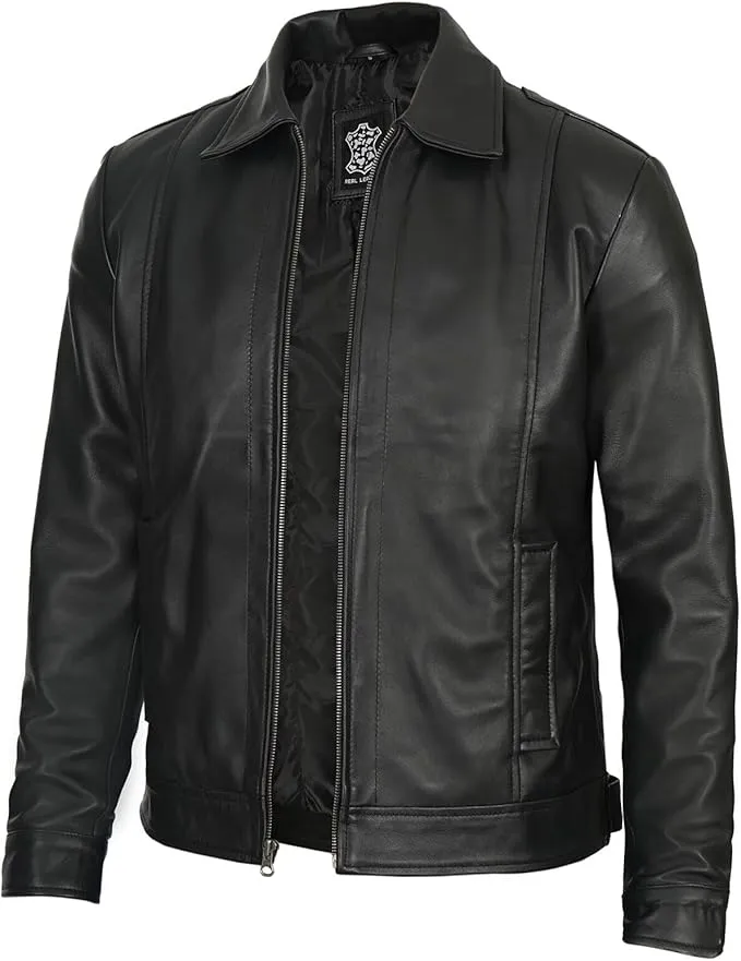 Men's Leather Jacket – Classic Vintage Style in Premium Real Lambskin, Timeless & Durable