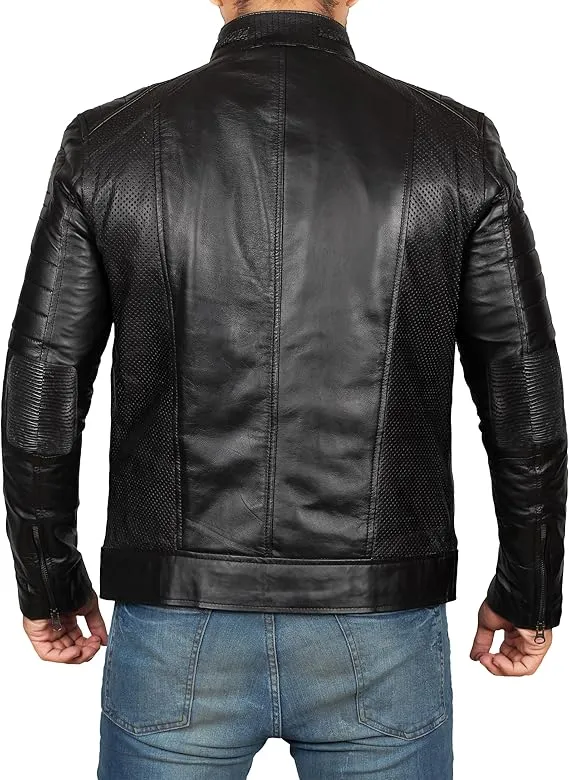 Men’s Real Leather Motorcycle Jacket – Classic Black & Brown Biker Style, Durable & Stylish Jacket