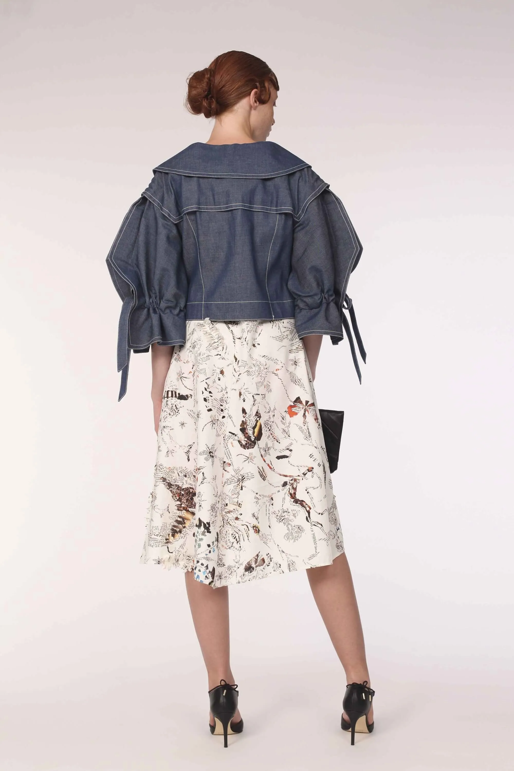 Origami Squarish Sleeve Cotton Denim Jacket  Handmade in Japan, Navy