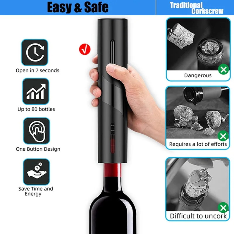 Wine Opener with Automatic Corkscrew and Cap Opener