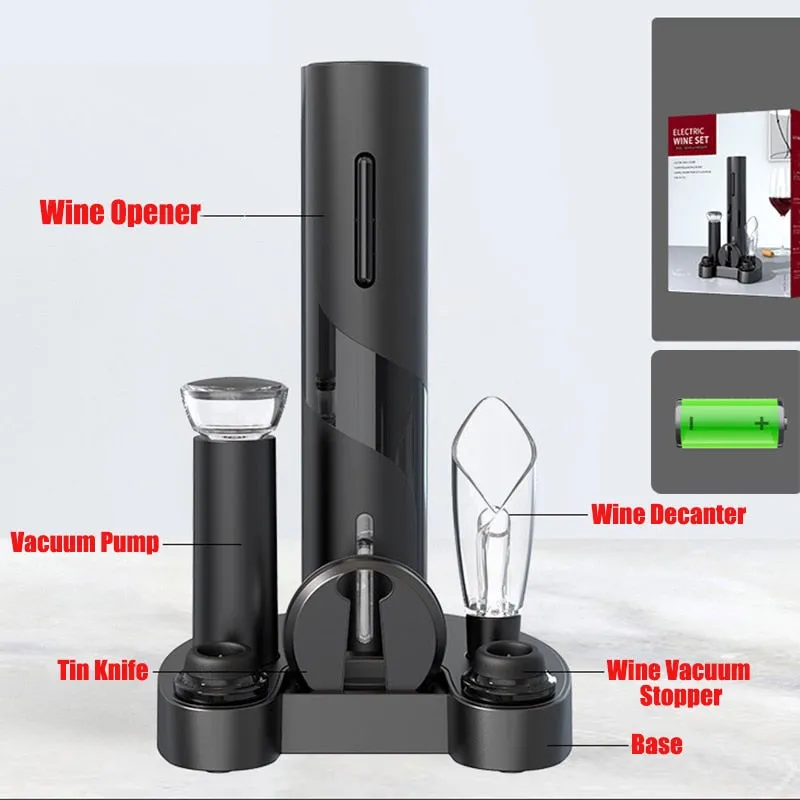 Wine Opener with Automatic Corkscrew and Cap Opener