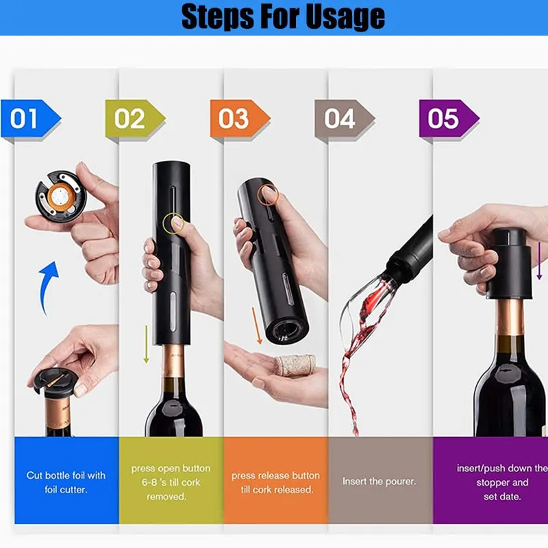Wine Opener with Automatic Corkscrew and Cap Opener